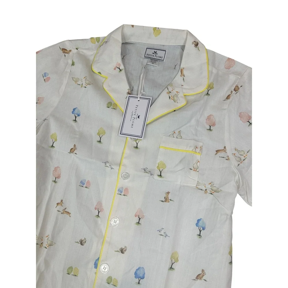 Petite Plume Kids Easter Gardens Pajama Set White Yellow SSSES112 Size 12 NEW